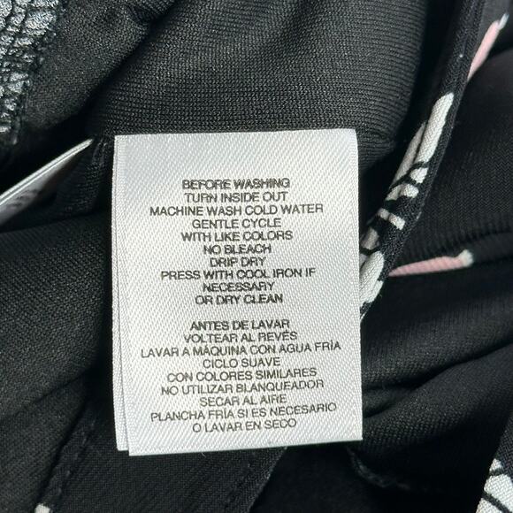 NWT Anne Klein Black Pink Floral Sleeveless Midi Dress Pockets Womens Size 10 - Picture 9 of 11